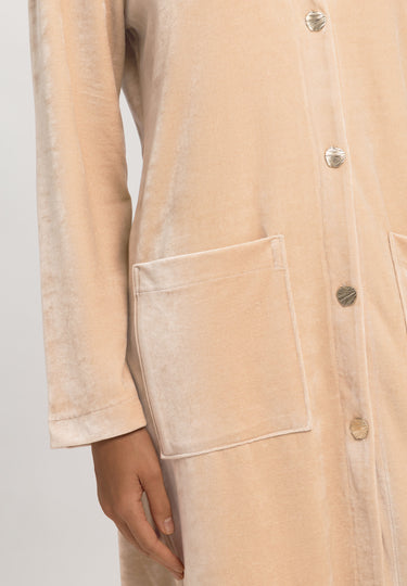 Favourites Shawl Collar Button Up Velvet Robe | Coffee Quartz 78169-2216